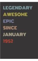 Legendary Awesome Epic Since January 1952 - Birthday Gift For 67 Year Old Men and Women Born in 1952: Blank Lined Retro Journal Notebook, Diary, Vintage Planner