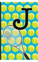 J: Tennis Monogram Initial Notebook for boys Letter J - 6" x 9" - 120 pages, Wide Ruled- Sports, Athlete, School Notebook