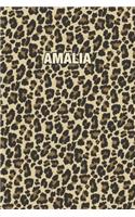 Amalia: Personalized Notebook - Leopard Print (Animal Pattern). Blank College Ruled (Lined) Journal for Notes, Journaling, Diary Writing. Wildlife Theme Des