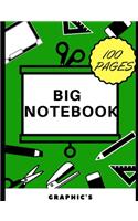 Big Notebook: 100 blank pages - green