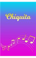 Chiquita: Sheet Music Note Manuscript Notebook Paper - Pink Blue Gold Personalized Letter C Initial Custom First Name Cover - Musician Composer Instrument Com