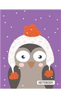 NoteBook: Cute Owl On The PurpleCover This Notebook Journal Diary, 110 Dashed lines pages, 8.5" x 11", Date on top(7 Cute Owl)