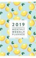 2019 Monthly Weekly Planner: Blue Lemons, January 2019 - December 2019, 6 x 9(2019 12-Month Daily Weekly Monthly Planner, Organizer, Agend)