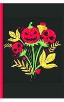 Evil Pumpkin and Skulls Weed Flower Heads: Scary College Ruled Notebook