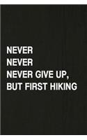Never Never Never Give Up, But First Hiking: A 6x9 Inch Matte Soft Cover Journal Notebook with 120 Lined Pages Ideal for Walkers, Hikers and Those Who Love Hiking