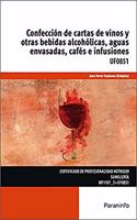 Confeccion de cartas de vinos y otras bebidas alcoholicas, aguas envasadas, cafes e infusiones
