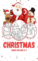Christmas books for kids 5-7: Kids christmas books, Christmas books for kids 5-7, Christmas coloring pages, Santa Claus, animals, trees, large size 8.5x11
