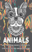 Art Coloring Books for Adults - Animals - Stress Relieving Animal Designs