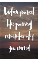 When You Feel Like Quitting Remember Why You Started