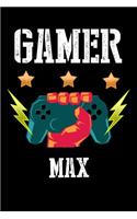 Gamer Max: Liniertes Notizbuch für deinen Vornamen