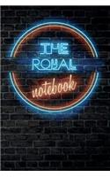 The ROYAL Notebook: Vintage Blank Ruled Personalized & Custom Neon Sign Name Dotted Notebook Journal for Girls & Women. Wall Background. Funny Desk Accessories. Retro B