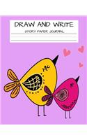 Draw and Write Story Paper Journal: Notebook for Kids Birds Purple