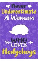 Never Underestimate a Woman Who Loves Hedgehogs Journal