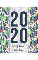2020 Weekly planner and Daily diary: from Jan 1, 2020, to Dec 31, diary for write memories in, Leaf Floral Cover with Colorful Pattern, Organizer Calendar & Diary for the new year, Gift