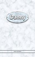 Danny - Lined Notebook: College Ruled Blank Pages Plus Extra Date Neutral Calendar (12 Months) and Notepad Sketch Designs. Cover Print White Marble Background with Silver-I