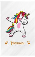 Veronica A5 Lined Notebook 110 Pages: Funny Blank Journal For Personalized Dabbing Unicorn Family First Name Middle Last. Unique Student Teacher Scrapbook/ Composition Great For Home Sch