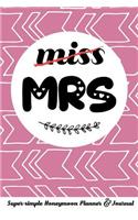 Miss Mrs Super-Simple Honeymoon Planner & Journal: Honeymoon Diary Small Cute Travel Journal for Bridal Shower