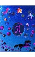 Starry Unicorns Notebook Monogram Series a