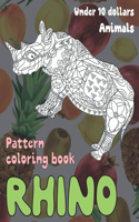 Pattern Coloring Book - Animals - Under 10 Dollars - Rhino