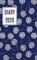 2020 Daily Diary Journal, White & Blue Dandelions