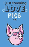 I Just Freaking Love Pigs Ok: Cute Pig Lovers Journal / Notebook / Diary / Birthday Gift (6x9 - 110 Blank Lined Pages)