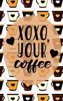 Xoxo Your Coffee: Day Journal for Coffee Lovers White/Brown Heart Cups 6x9 140 Page Softbound Matte Cover