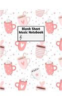 Blank Sheet Music Notebook: Easy Blank Staff Manuscript Book Large 8.5 X 11 Inches Musician Paper Wide 12 Staves Per Page for Piano, Flute, Violin, Guitar, Trumpet, Drums, Cell