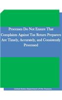 Processes Do Not Ensure That Complaints Against Tax Return Preparers Are Timely, Accurately, and Consistently Processed