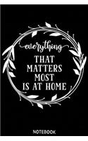 Everything that matters most is at home Notebook: Blank Composition Book, family journal, Notebook for family: Lined Notebook / Journal Gift, 110 Pages, 6x9, Soft Cover, Matte Finish