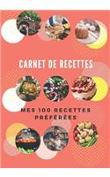 Mon carnet de recette: 100 recettes de cuisine sur pages décorées - index des recettes - prise de notes facilitée - création française - format 18x25cm