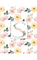 S: Pretty Monogram Initial Letter S Lined Notebook for Women and Girls to Write In - Pink & Coral Floral Design