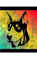 Doberman Color Burst Notebook: Dog Lovers Blank Lined Journal Note Pad 8x10