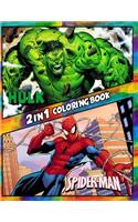 2 in 1 Coloring Book Hulk and Spiderman: Best Coloring Book for Children and Adults, Set 2 in 1 Coloring Book, Easy and Exciting Drawings of Your Loved Characters and Cartoons