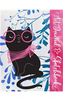 Art Journal & Sketchbook: 8.5 x 11 inches - 100 pages - Both wide ruled lined pages for writing and various blank pages and layouts for drawing and illustrations - Cute cat i