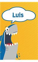 Luis: Personalized Shark Draw and Write Diary Journal Notebook Featuring 120 Pages 6x9