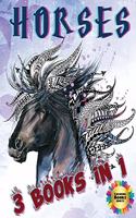 HORSES Coloring Books Adults - 3 Books in 1