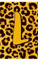 L: Letter L Monogram Initials Leopard Skin Print Pattern Notebook & Journal