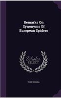 Remarks on Synonyms of European Spiders