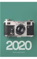 2020 Weekly Planner Diary Notebook: Jan 1, 2020 to Dec 31, 2020: Daily, Weekly & Monthly View Planner, Diary & Journal Abstract Creative Retro Camera Vintage Cover