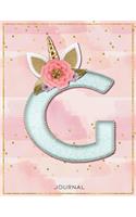 Personalized Monogram Unicorn Lined Notebook, 120 pages, 85.x11, Journals for girls and women for writing goals, quotes, and daily tasks - Letter G