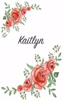 Kaitlyn: Personalized Composition Notebook - Vintage Floral Pattern (Red Rose Blooms). College Ruled (Lined) Journal for School Notes, Diary, Journaling. Flo