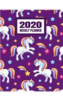 2020 Weekly Planner: January 2020 - December 2020 Calendar Agenda And Daily Schedule For Women And Girls - Cute Unicorn (8.5"x11")