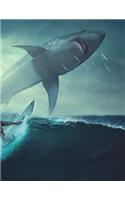 Shark Surfer Surfing Sharks Danger Dangerous Surf Fish Ocean Marine Predator: Notebook / Journal / Diary / Composition Book / Log Book for School, Office or Home. Large Size 8.5? x 11? 150 Ruled Pages Softcover Great Gift