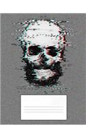Glitch Skull: 7.44 X 9.69 - Wide Ruled Composition - 120 Pages