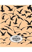 Notebook: Black Bird on Orange cover and Blank pages, Extra large (8.5 x 11) inches, 110 pages, White paper, Sketch, Draw and Paint(3 Black Bird on Gray Notebook)