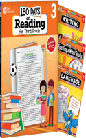 180 Days(tm) Reading 2nd Ed, Writing, Spelling, & Language Grade 3: 4-Book Set