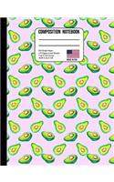 Composition Notebook 5X5 Graph Paper: Watercolor Avocado Tropical Pink Miami Back to School Composition Book for Teachers, Students, Kids and Teens