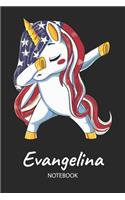 Evangelina - Notebook: Blank Ruled Name Personalized & Customized Patriotic USA Flag Hair Dabbing Unicorn School Notebook Journal for Girls & Women. Funny Unicorn Desk Acc