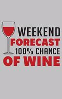 Weekend forecast 100% chance of wine: 100 Page Bank Line journal notebook with 2019 planner calendar Lined Journal for Taking note and staff funny lined notebook for men women kids great