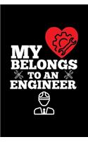 My Belongs To An Engineer: Blank 5x5 grid squared engineering graph paper journal to write in - quadrille coordinate notebook for math and science students